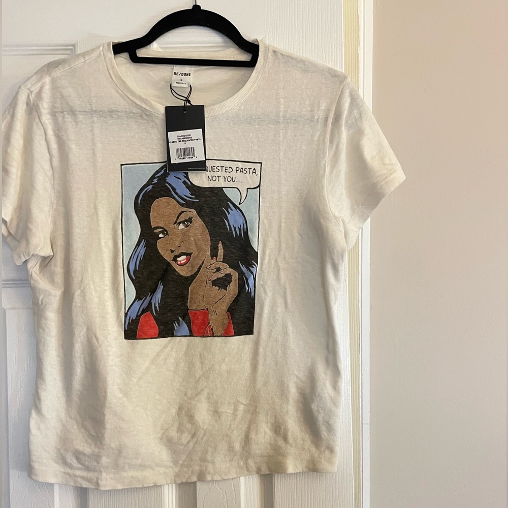 RE/DONE Vintage White Classic Tee Requested Pasta | New w/Tags